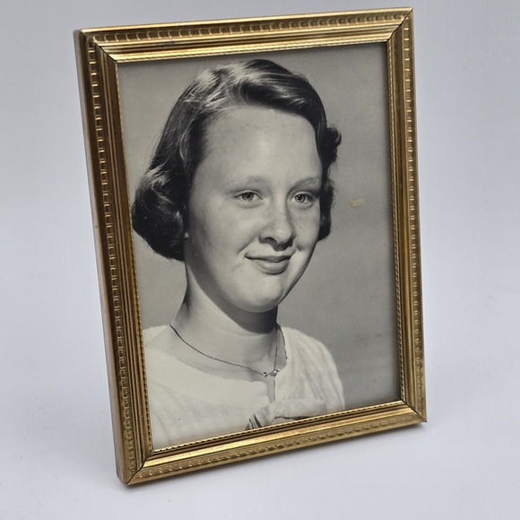 The Unbranded Brand Other - MCM Brass/Gold Tone Metal Picture Frames With Photo Of Teen Girl 70s